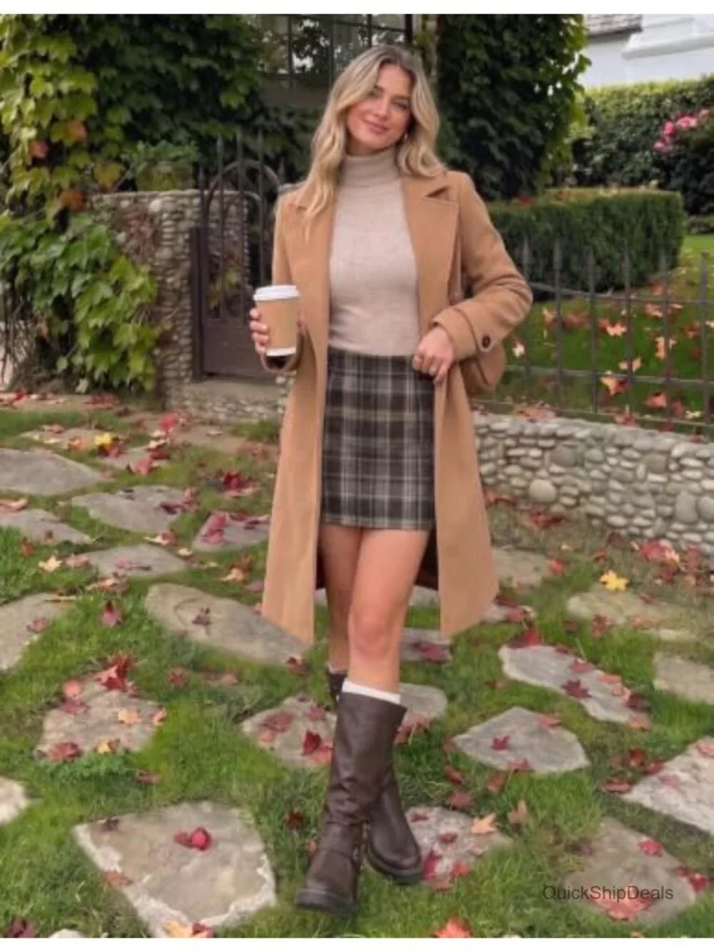 High Waist Plaid Mini Skort Bodycon Pencil Skirt with Built-in Shorts